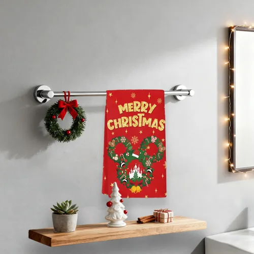 Vista 6 de Juego de 2 toallas de cocina con texto en inglés "Merry Christmas" (18 x 26 pulgadas), toallas de mano decorativas de Navidad para baño, hogar, hotel
