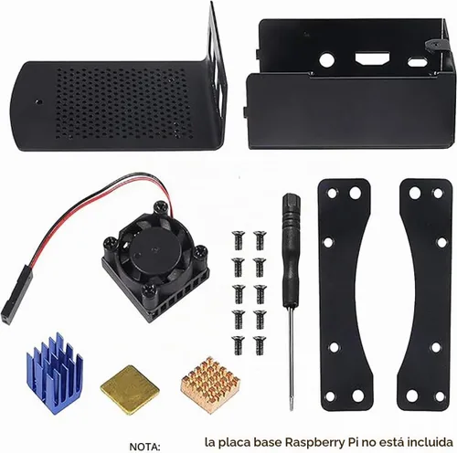 Vista 5 de Caja de metal para Raspberry Pi 3 para RPi 3, carcasa protectora de aluminio, carcasa montada en la pared con doble ventilador de refrigeración