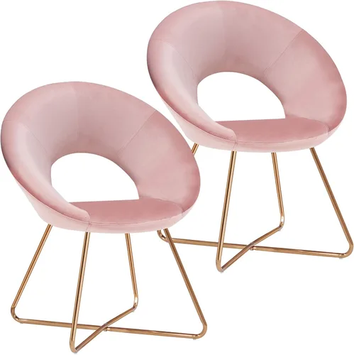 Vista 9 de DUHOME Juego de 2 sillas decorativas de terciopelo, sillas tapizadas, taburete de maquillaje, oficina, recepción, sillas de ocio, con patas doradas