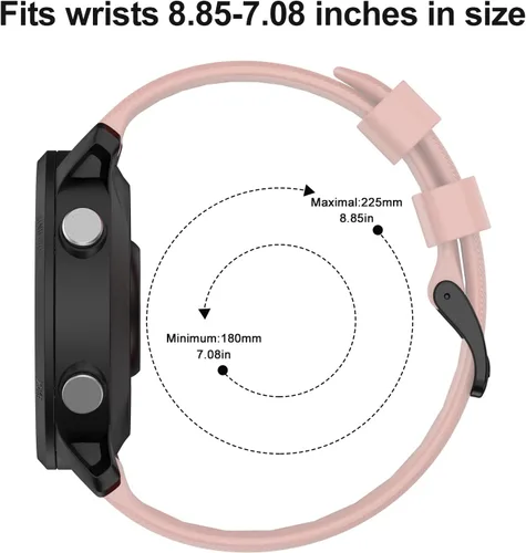 Vista 6 de ISABAKE Correa de reloj para Garmin Forerunner 955/945/745, correa de repuesto de silicona de 0.866 in para pulseras Fenix 5/6/Approach S60 Rosa