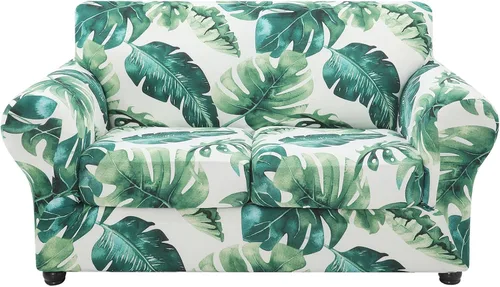 Vista 52 de hyha Funda para sofá, fundas para sofá biplaza, diseño floral, elásticas, estampadas, 3 piezas, fundas para sofá de 2 cojines separados, protector