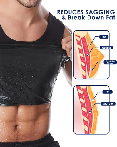 Vista 4 de CGTFY - Camisetas de compresión de ginecomastia para hombres, camiseta sin mangas de compresión atlética, chaleco adelgazante para moldear el cuerpo