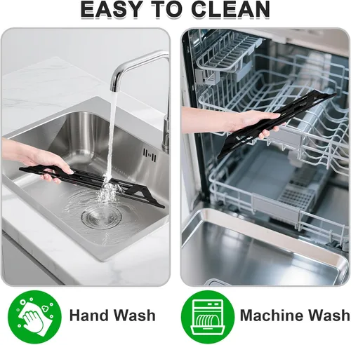 Vista 6 de HANZENMA Estante triangular para fregadero, estante multifuncional sobre la encimera, esterilla plegable para secar el fregadero, resistente al Negro