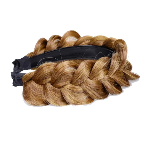 Vista 2 de Diadema trenzada de pelo sintético, aro de pelo clásico, grueso, ancho, trenzado, peluca de trenzas esponjosas, accesorio de belleza para mujeres