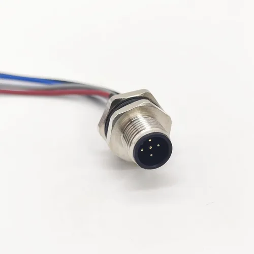 Vista 6 de Cable conector macho M12 de 5 pines, un cable de montaje trasero recto codificado impermeable enchufe de aviación macho sin blindaje Cable eléctrico