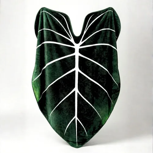 Vista 3 de Green Philosophy Co. Manta de hojas de gloriosum, verde esmeralda, 90 x 76.5 pulgadas