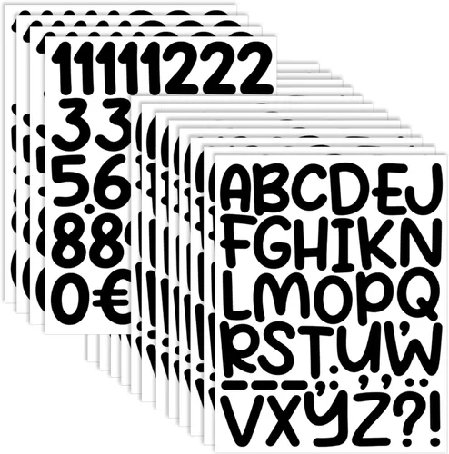 Vista 14 de 840 piezas de 16 hojas de calcomanías de letras grandes de 2 pulgadas, calcomanías de vinilo autoadhesivas impermeables para números, adecuadas