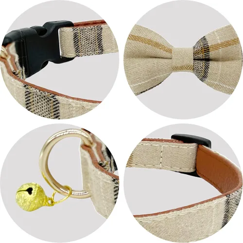 Vista 7 de Paquete de 2 collares de perro con corbatín y campanas, ajustable lindo collar de corbatín para perros pequeños, medianos y grandes, mascotas