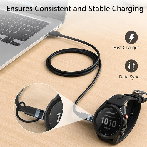 Vista 2 de Cable de carga para Garmin Watch, cable de carga USB de 3.3 pies con 2 conectores adaptadores de cargador para Garmin Fenix 5 5S 5X 7 7S 7S
