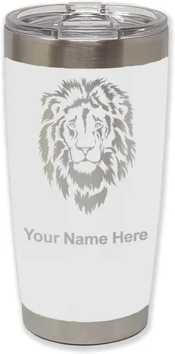 Vista 31 de LaserGram Vaso aislado al vacío de 20 onzas, cabeza de león, grabado personalizado incluido (negro)