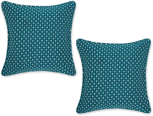 Vista 20 de DII Colección de fundas de almohada, algodón reciclado, cremallera oculta, 18x18, Dobby Plus, blanco roto, 2 piezas