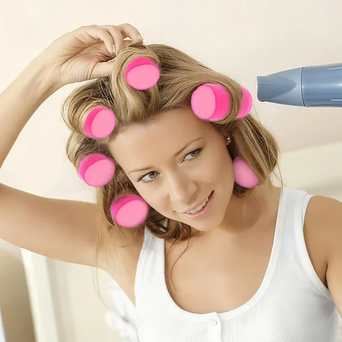 Vista 9 de Rodillo de pelo para flequillo, 12 unidades, rizadores de esponja para el cabello, autoagarre para mujeres y niñas