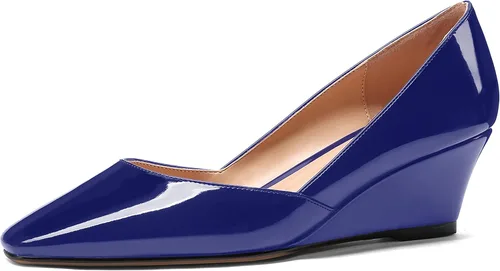 Vista 30 de MODENCOCO Zapatos de tacón bajo con cuña de tacón bajo para mujer, con puntera cuadrada, 2 pulgadas Beige