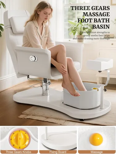 Vista 6 de OKAKOPA Silla de pedicura sin fontanería para tecnología de uñas, estación de pedicura portátil con soporte de pedicura y cuencos, silla de spa