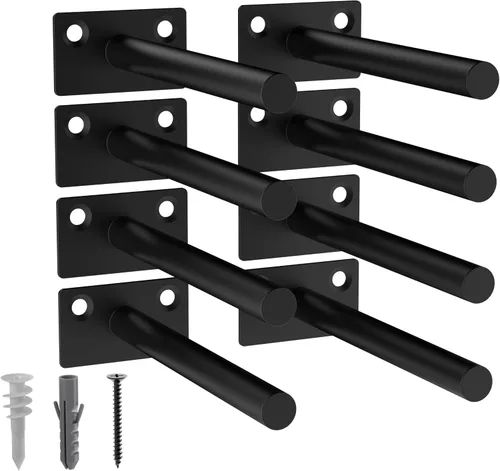 Vista 35 de 12-Pack 10 inch Floating Shelf Brackets, Hidden Shelf Bracket for Wood Negro-paquete de 12