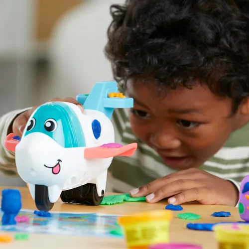 Vista 9 de Play-Doh Airplane Explorer - Juego de iniciación, juguetes preescolares para niñas y niños de 3 años y más con Jet, tapete de juego de mapa