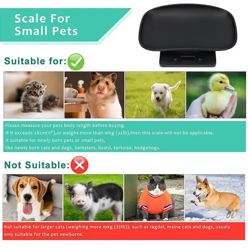 Vista 5 de Báscula digital para animales pequeños para pesar con cinta métrica, báscula para cachorros al nacer, pesa tu gatito, conejo con alta precisión