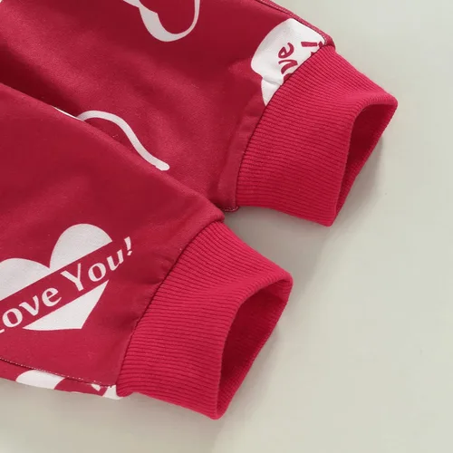 Vista 7 de Conjunto de dos piezas para el día de San Valentín, sudadera de manga larga y pantalones, conjunto de ropa casual de 0 a 3 años
