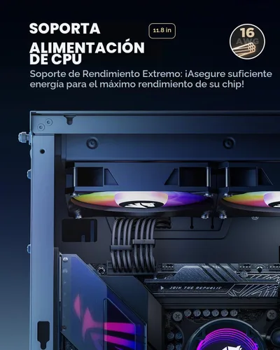 Vista 4 de ASIAHORSE Cables de alimentación de extensión de cable PSU 16AWG, cable de extensión de manga modificada para requisitos particulares de la fuente