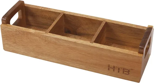 Vista 2 de HTB Bolsa de té de madera de acacia para almacenamiento y cepillo para fregar platos de teca