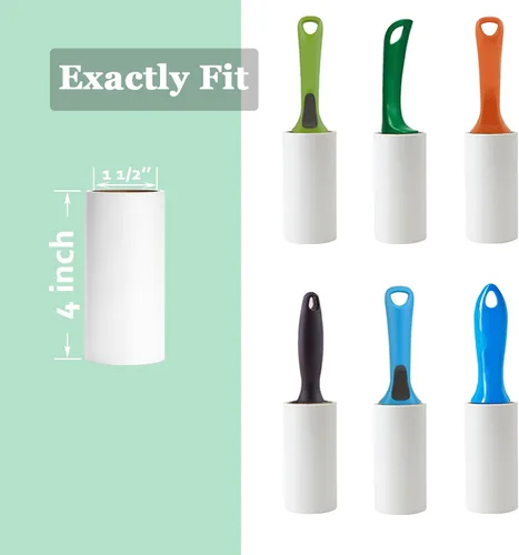 Vista 2 de Rodillo de pelusa de 4 pulgadas compatible con Evercare PetLovers - Rodillo de pelusa extra pegajoso, paquete de 6 repuestos, solo 60 hojas por