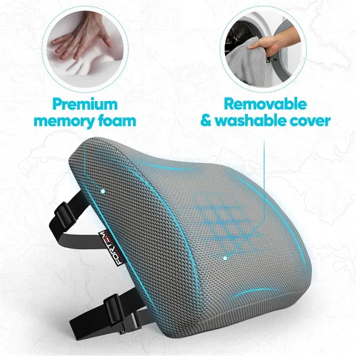 Vista 2 de FORTEM Almohada de apoyo lumbar para silla de oficina, almohada de apoyo Gris