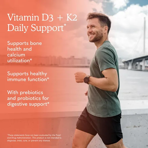 Vista 4 de Gomitas Garden of Life Vitamin Code D3 y K2 con prebióticos y probióticos, salud ósea, salud inmunológica y apoyo digestivo, cero azúcar, sin OMG