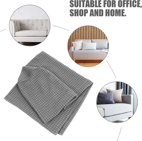 Vista 5 de FOMIYES 2 fundas elásticas universales para reposabrazos de sofá, fundas de forro polar para sofá, silla, protector de muebles, gris claro, 16.53 x