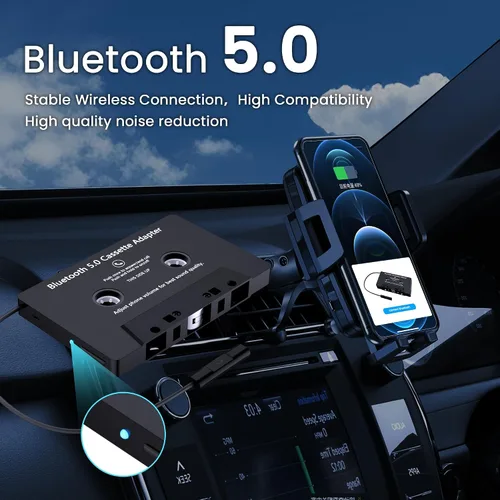 Vista 3 de Mersoco Receptor de casete inalámbrico Bluetooth de audio para automóvil, reproductor de cinta MP3 Bluetooth 5.0 adaptador auxiliar de cassette