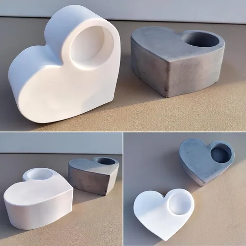 Vista 4 de Wehous Moldes de resina de San Valentín, molde de silicona para portavelas en forma de corazón, 3D Love Heart Valentine candelita Portavelas Moldes