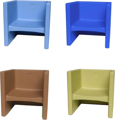 Vista 11 de Children's Factory Silla cúbica 3 en 1 para niños, muebles de aula de asientos flexibles, paquete de 1, almendra Polyethylene Toddler Outdoor