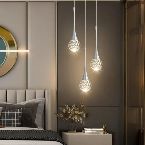 Vista 35 de Lámparas colgantes modernas para isla de cocina, LED, regulable, cristal glamuroso, iluminación colgante de techo para comedor, pasillo, dormitorio