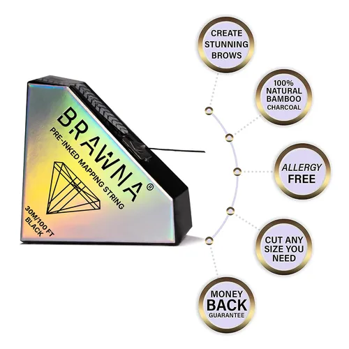 Vista 4 de BRAWNA PMU Supplies - Cuerda de mapeo preentintada para microblading y microsombreado de cejas - Cuerda de microblading premium - Herramienta