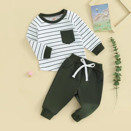 Vista 2 de Conjunto de sudadera con cuello redondo para bebé y niño, ropa para recién nacido, para otoño e invierno