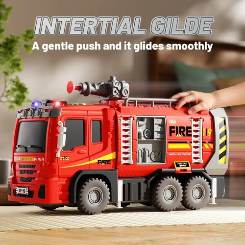 Vista 3 de Fire Truck Toy for Kids Ages 3-5 4-8, 2-in-1 Race Track Set with Launcher