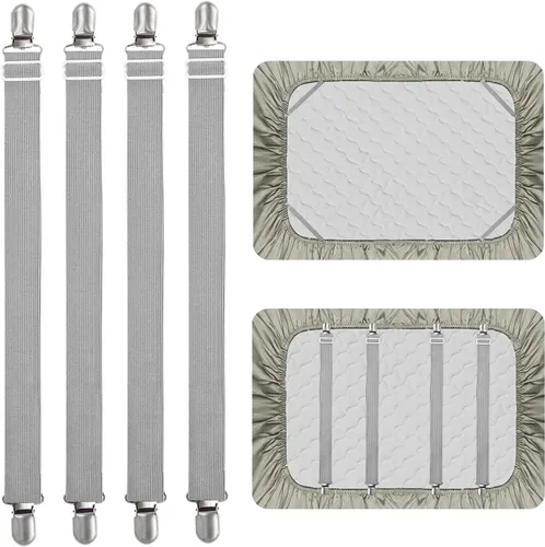 Vista 10 de 4 correas ajustables entrecruzadas para sábana bajera (4 unidades, color negro)