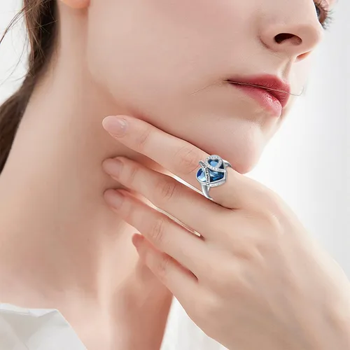 Vista 2 de AOBOCO Anillo de cremación de corazón de plata de ley 925 con texto en inglés "I LOVE YOU FOREVER" para cenizas de seres queridos, anillo de urna