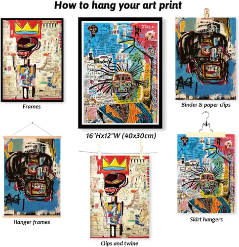 Vista 4 de 3 piezas de arte callejero de grafiti azul para decoración de pared, arte moderno, estética, lienzo, pintura, pintura abstracta, póster de hombre