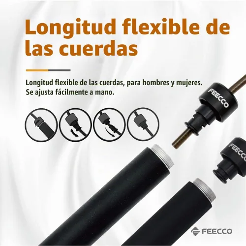 Vista 4 de FEECCO - Cuerda de saltar con peso de 1/2 libra para boxeo, cardio, entrenamiento de crossfit, rango de 8 a 11 pies, cuerda de acero de longitud