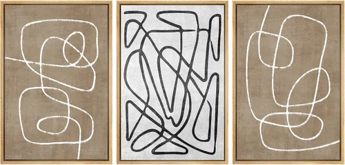 Vista 394 de SIGNWIN Lienzo enmarcado para pared, juego de arte neutro de bosque brumoso, ilustraciones en tono tierra, arte moderno, decorativo, bohemio