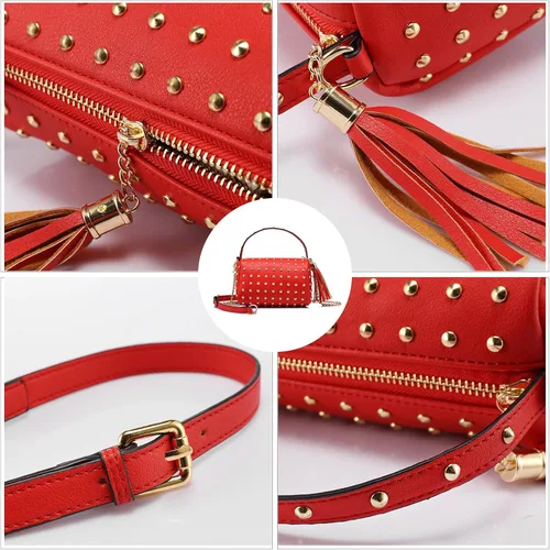 Vista 5 de LOVEVOOK Shoulder Bag Small Side Purse Mini Clutch with Bling Rivets
