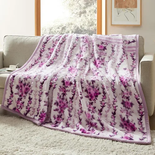 Vista 13 de Nestl Manta de Forro Polar de Terciopelo de 9 Libras Tamaño Queen - 2 Capas Pesada y Cálida Estilo Coreano - Raschel Impresa Reversible - Resistente