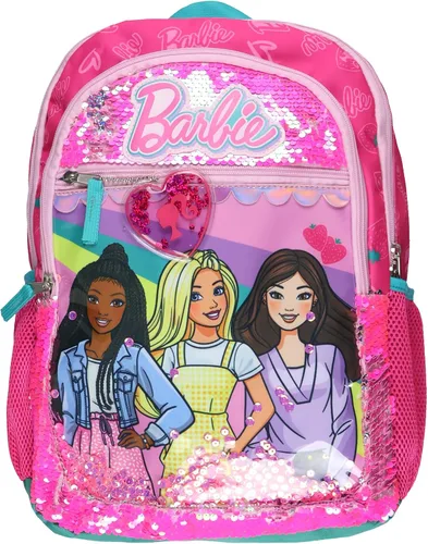 Vista 2 de AI ACCESSORY INNOVATIONS Barbie - Mochila escolar con lentejuelas de 16 pulgadas con manga tecnológica