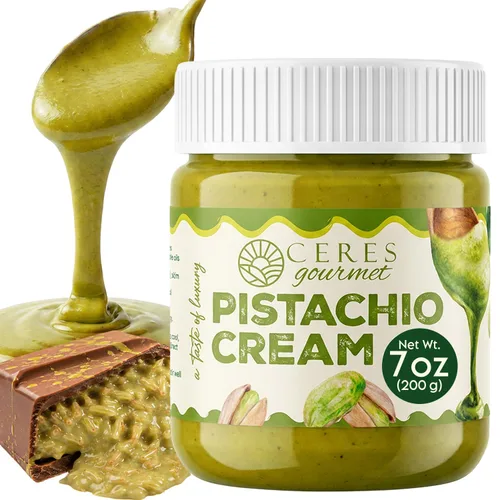 Vista 7 de Ceres Gourmet Crema de pistacho para untar, 7 onzas, 30% mantequilla de pistacho real para Dubai Kit de barra de chocolate, crema de pistacho