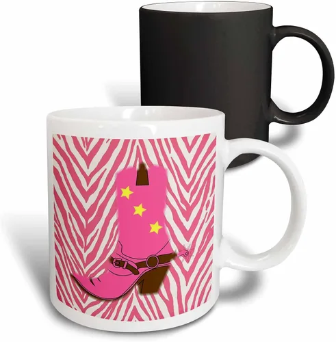 Vista 9 de 3dRose Taza de café, tamaño - 15oz - Imagen de la bota de vaquero rosa femenina en la vida campestre Chevron rosa - divertido regalo de taza de café