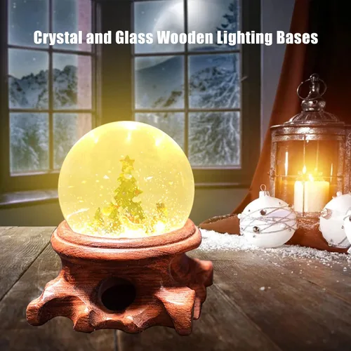 Vista 5 de CDIYTOOL Soporte de exhibición LED de madera maciza, pedestal de madera hueca de caoba, base de exhibición de lámpara LED, base de iluminación