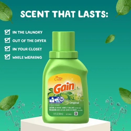 Vista 2 de Gain Detergente líquido, aroma original, 10 onzas