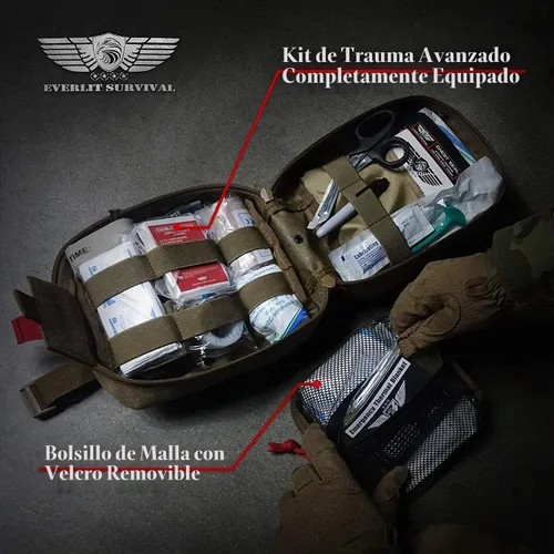 Vista 6 de EVERLIT Kit avanzado de trauma, torniquete CAT GEN-7, compatible con TCCC, bolsa táctica IFAK de combate militar con férula de 36 pulgadas de nylon