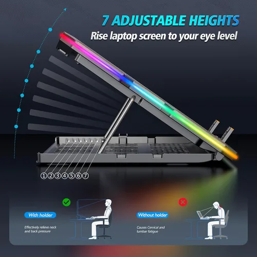 Vista 4 de AIMIUZI Almohadilla de enfriamiento para laptop para juegos, enfriador de laptop con 15 ventiladores silenciosos para portátiles de 12 a 17.3