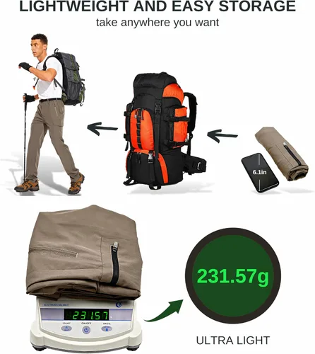 Vista 3 de NATUVENIX Pantalones de senderismo para hombre, pantalones de viaje ligeros para hombre, pantalones de pesca de secado rápido, resistentes al agua